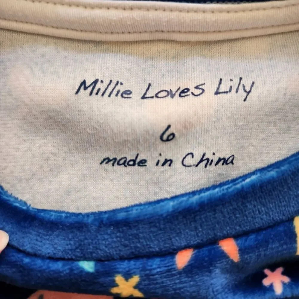 Millie Loves Lily size 5-6 year girls velvet lush glam kitty cat outfit set swea
